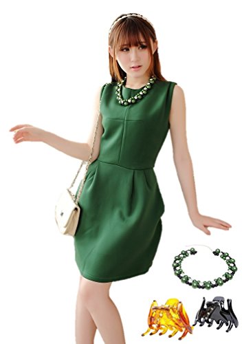 cmy esuty セレブ ワンピース 結婚式 2次会 ノースリーブ パーティー ドレス ネックレス ＆ ヘア クリップ セット