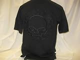 Harley-Davidson® Men's Short Sleeve Black on Black Skull Tee. Embroidered graphics. 99045-09VM