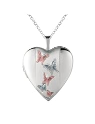 Sterling silver Heart Shaped Locket w/ butterfy (Butterflies) Necklace