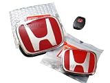 JDM Red H Front & Rear Emblem + Key Cover Combo 06 -12 Civic 2 Door Si Brand New