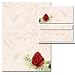 40-tlg. Motivpapier Komplett-Set ROTE ROSE Briefpapier + Umschläge DIN LANG ohne Fenster