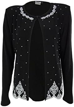 MSK Women's Beaded Matte Jersey Blouse (S, Black/White)