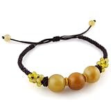 Brown Adjustable Bracelet With Citrus Colored Jade Stone Beads