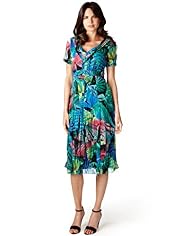 Per Una Abstract Print Crinkle Midi Dress