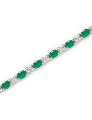 14kt Yellow Gold Oval Emerald Bracelet.