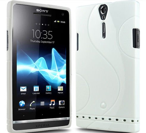 S LINE GEL CASE WHITE FOR SONY ERICSSON XPERIA S WITH SCREEN PROTECTOR
