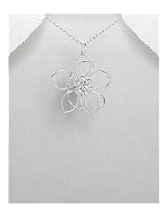 Flower Pendant Necklace In Sterling Silver