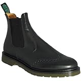 Solovair Made In England Black Leather Brogue Chelsea Dealer Boots
