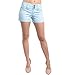 2LUV Women's Distressed Denim Shorts W/Faux Leather Cross Patches