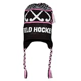 Fleece Lined Knit FIELD HOCKEY Winter Hat Black/Pink