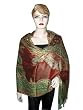 Green and Maroon Cutwork Jamawar Shawls,wrap Throw Reversible