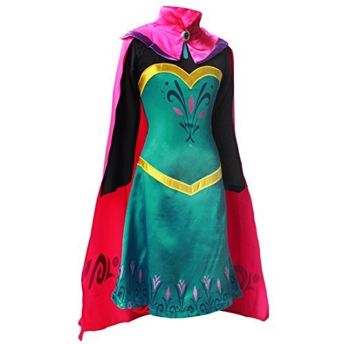 Girls Halloween Princess Flower Art Gown Dress with Paired Cape (5-6)