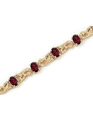 14K Yellow Gold Oval Garnet Bracelet
