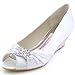 ELEGANTPARK Women Peep Toe Pumps Rhinestones Mid Heel Wedges Satin Wedding Bridal Shoes