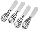 Prodyne K-4-G Pewter Grape Handle Spreaders, Set of 4