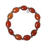 Sterling Silver Orange Carnelian Stretch Gift Bracelet