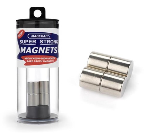 Magcraft NSN0643 1/2-Inch by 1/2-Inch Rare Earth Rod Magnets, 4-Count