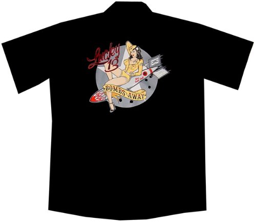 USAF WWII Babe Bomber Plane Work Shirt, Bombs Away Lucky 13