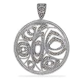 Sterling Silver Round Marcasite Pendant with Multishape Cut Out Design