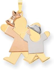 14k Tri-Color Big Girl & Little Boy Engravable Charm