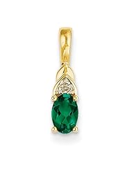 14K Diamond & Genuine Emerald Pendant