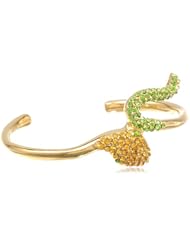 KARA by Kara Ross Crystal Snake, Gold with Orange and Green Crystals Cuff Bracelet, 2"