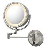 Lighted Wall Mounted 5X to 1X Mirror, Hard Wired, Brushed Nickel