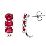 14K White Gold Ruby Earrings