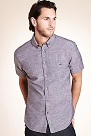 XXXL Blue Harbour Linen Blend Short Sleeve Shirt