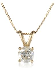 14k Gold Diamond (1/2 cttw, H-I Color, I1-I2 Clarity) Solitaire Pendant Necklace, 18"