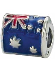 Zable Sterling Silver Enamel Australia Flag Bead Charm BZ-1934