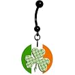 Ireland Green Plaid Shamrock Belly Ring