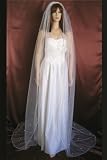 1T Ivory Cathedral Pearl Beaded Rattail Trim Wedding Veil
