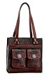 Black Western Tooled Leather Three Compartment Tote Purse American West Stagecoach