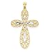 14k & Rhodium Filigree Cross Pendant title=