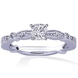 1 Ct Cushion Cut Diamond Engagement Pave-Set Ring SI1 F