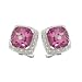 14K White Gold 1/5 ct. Diamond and 9 7/8 ct. Cushion Cut Pink Topaz Fashion Earrings