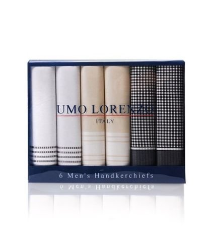 Patterned boxed men s 100% cotton 6 pc handkerchief assorted set