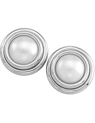 Pair of 14K White Gold Mabe Pearl Earrings -- LIFETIME WARRANTY
