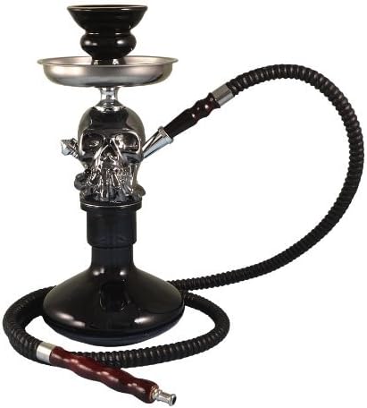 UNISHOW(TM) INHALE® 12'' Single (One) Hose Skull Head Hand Bone Tobacco Hookah Pipe Huka Shisha Nargile Narghile with All Accosarries-advanced Interlock System By Bubble Star (gun metal)
