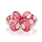 Bling Jewelry Assorted Watermelon Pink Murano Glass Bead Bundle .925 Sterling Silver Pandora Compatible