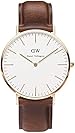 Daniel Wellington Classic St Mawes Rose Men's Quartz Watch with White Dial Analogue Display and Brown Leather Strap 0106DW
