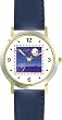 Moon at Night - from Hush Little Baby by Artist: Sylvia Long - WATCHBUDDY&reg; DELUXE TWO-TONE THEME WATCH - Arabic Numbers - Blue Leather Strap-Size-Women's Size-Small