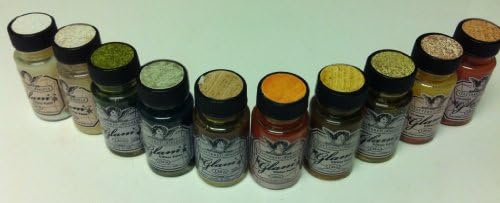 Tattered Angels Glimmer Glam Glitter Paint Bundle with 10 Colors (Whites, Greens, Oranges, Golds, and Browns)