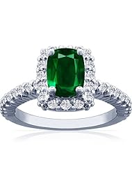18K White Gold Cushion Cut Emerald Ring With Sidestones (GIA Certificate)