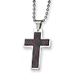 Stainless Steel and Stingray Patterned Cross Necklace