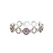 14K Yellow Gold and Sterling Silver Amethyst Bracelet - 7.5''