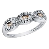White and Champagne Diamond Infinity Ring 1/5 Carat (ctw) in 14K White Gold