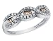 White and Champagne Diamond Infinity Ring 1/5 Carat (ctw) in 14K White Gold