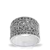 New14MMMarcasiteBandSterlingSilverRingSize9
